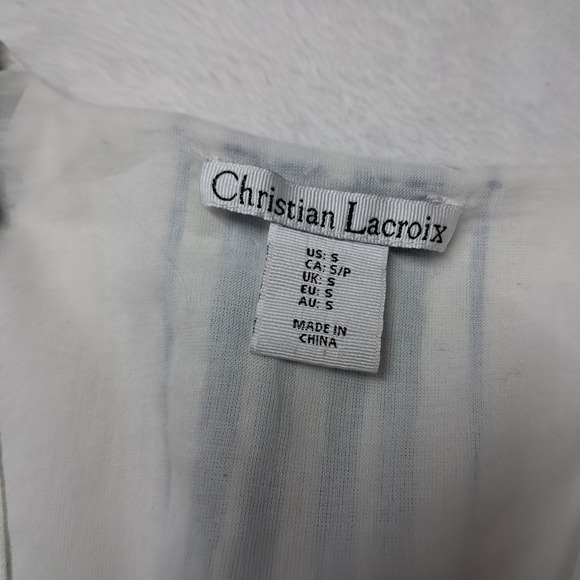 Christian Lacroix Dress Women's Small White Blue Maxi Pockets Linen Vacation - Picture 3 of 12